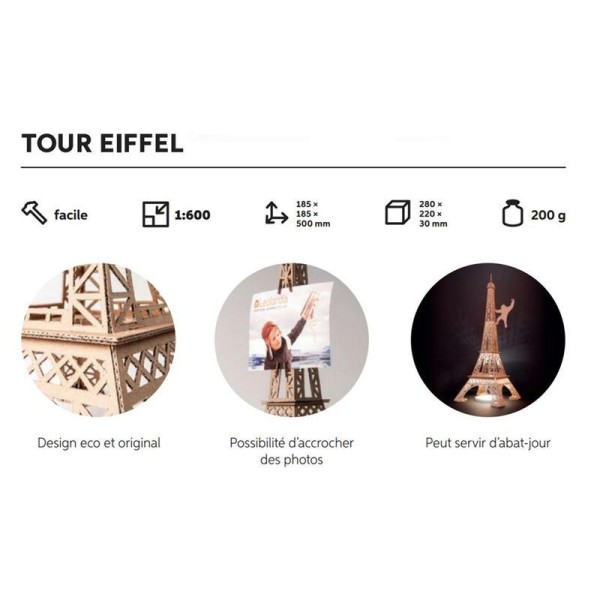 Tour Eiffel en carton brun à construire 50cm Maquette Leolandia - Photo n°3