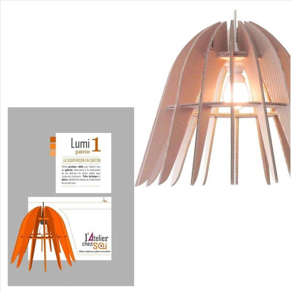 Patron luminaire en carton - Abat-jour Suspension Design Lumi1 - Photo n°1