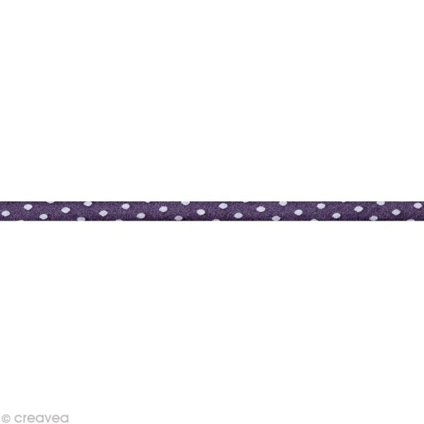 Cordon spaghetti - Frou-frou Violet sage Pois - 7 mm au mètre (sur mesure) - Photo n°1