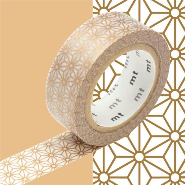 Masking Tape motif Asanoha Or Rouleau 15mm x 10m - Photo n°1