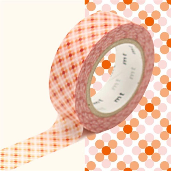 Masking Tape motif Oboro point Rouge Rouleau 15mm x 10m - Photo n°1