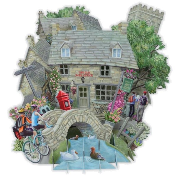 Carte 3D Maison en pierres Post office 16x16 Décor en relief avec enveloppe - Photo n°1