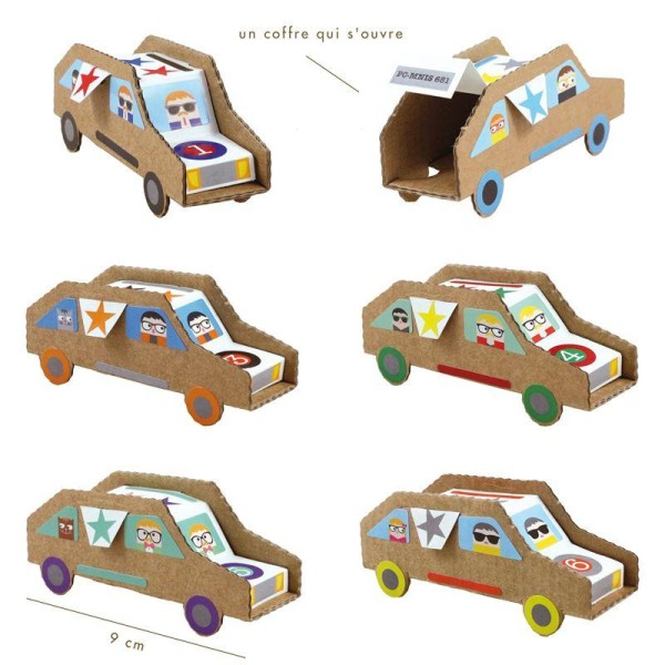 Kit créatif 6 voitures à construire avec stickers - Photo n°2