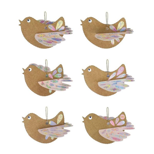 Kit créatif 6 oiseaux poétiques à fabriquer avec stickers - Photo n°2