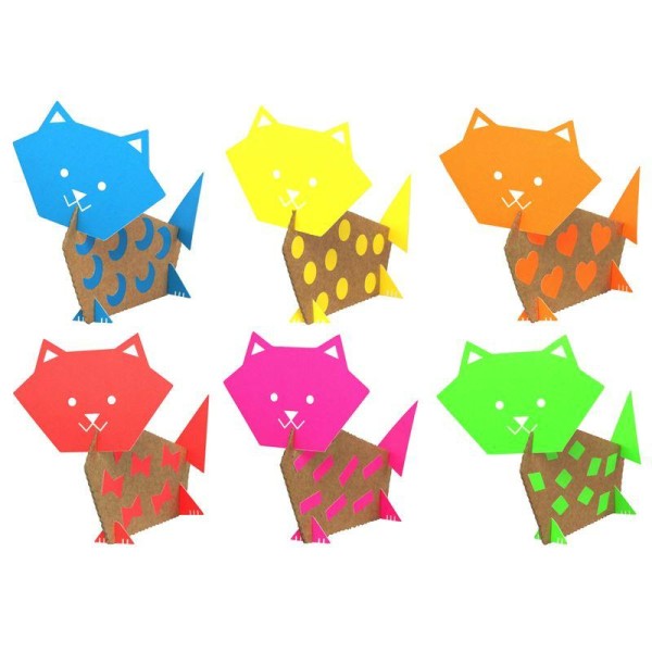 Kit créatif 6 chats à fabriquer avec stickers fluos - Photo n°3