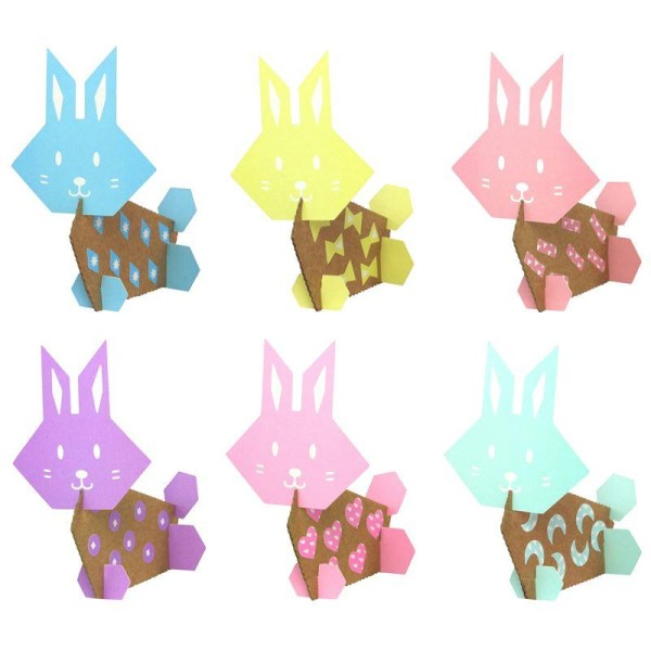 Kit créatif 6 lapins à fabriquer avec stickers pastels - Photo n°4