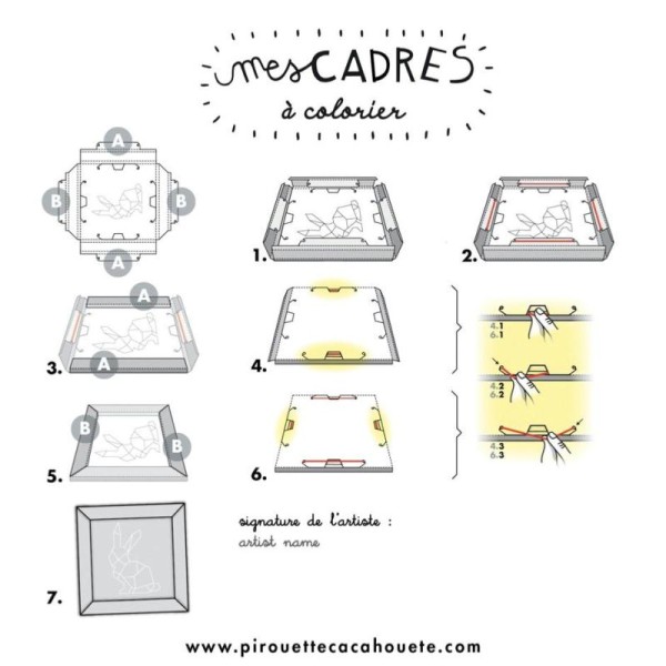 Kit créatif 4 Cadres Origamis à colorier et fabriquer - Photo n°4