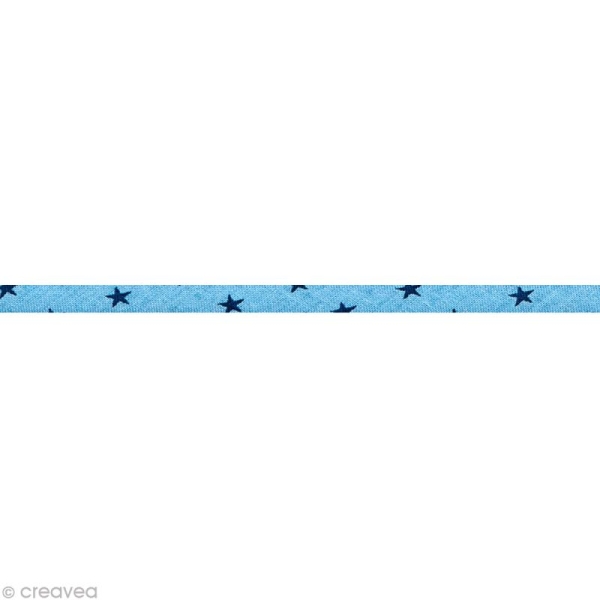 Cordon spaghetti - Frou-frou Bleu intense Etoilé - 7 mm au mètre (sur mesure) - Photo n°1