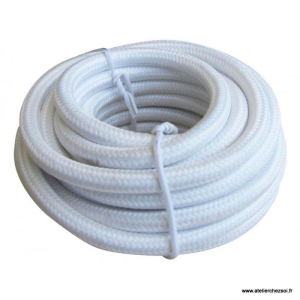 Cable électrique rond tissu blanc 4 mètres - Photo n°1
