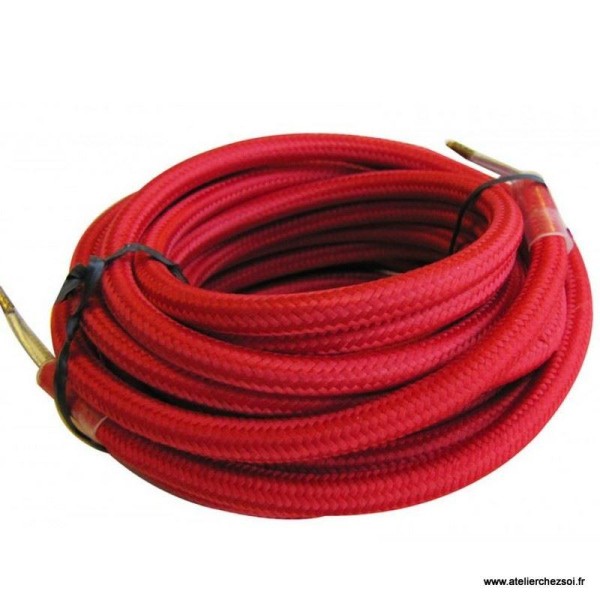 Cable électrique rond tissu rouge 4 mètres - Photo n°1