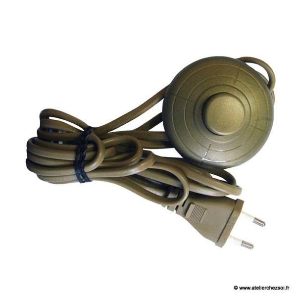 Cordon électrique doré 3m équipé interrupteur à pied et fiche - 500 W - Photo n°1