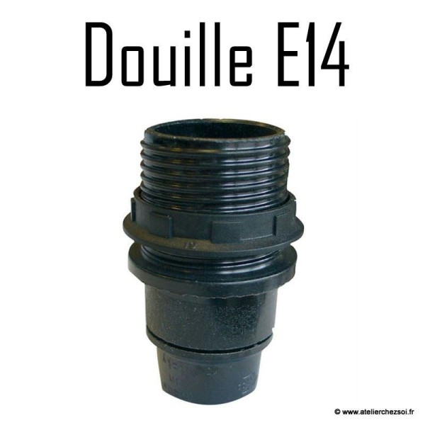 Douille électrique E14 noire demi-filetée avec bague 40W - Photo n°1