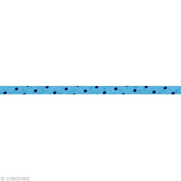 Cordon spaghetti - Frou-frou Bleu intense Points - 7 mm au mètre (sur mesure) - Photo n°1