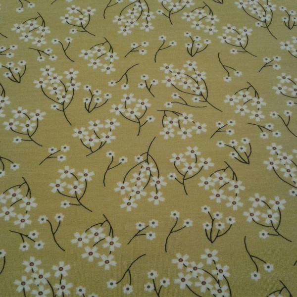 Jersey fond jaune fleur blanche - Photo n°1