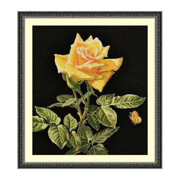 Kit point de Croix Oven - Une rose jaune S706 - Photo n°1