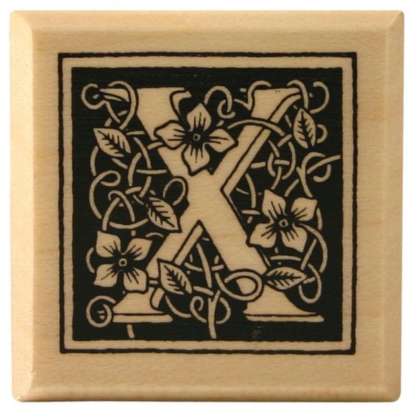 Tampon Alphabet orné feuilles X 3 x 3 cm - Photo n°1