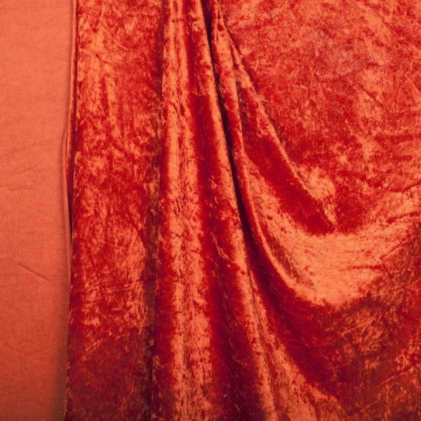 Tissu panne de velours - Orange rouille - Photo n°2