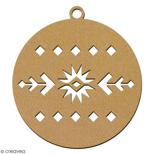Suspension ronde Motif géométrique en bois à décorer - 7 cm - Collection Noël - Photo n°2