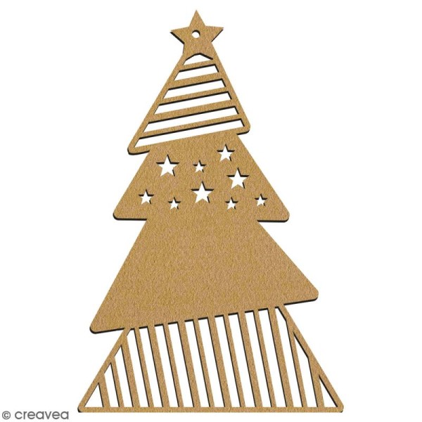 Sapin géométrique en bois à décorer - 15 cm - Collection Noël - Photo n°2