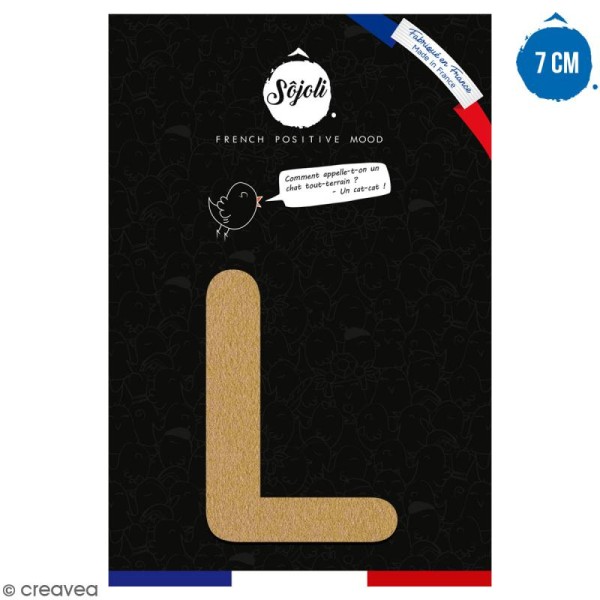 Lettre L en bois à décorer - 7 cm - Collection Alphabet arrondi - Photo n°1