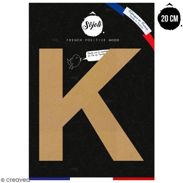 Lettre K en bois à décorer - 20 cm - Collection Alphabet sans serif - Photo n°1