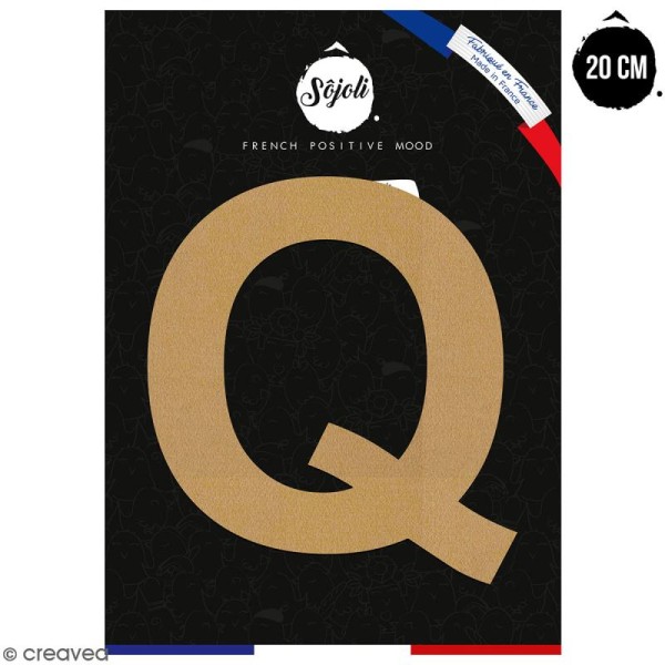 Lettre Q en bois à décorer - 20 cm - Collection Alphabet sans serif - Photo n°1