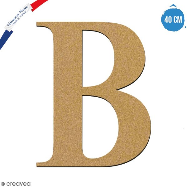 Lettre B en bois à décorer - 40 cm - Collection Alphabet serif - Photo n°1