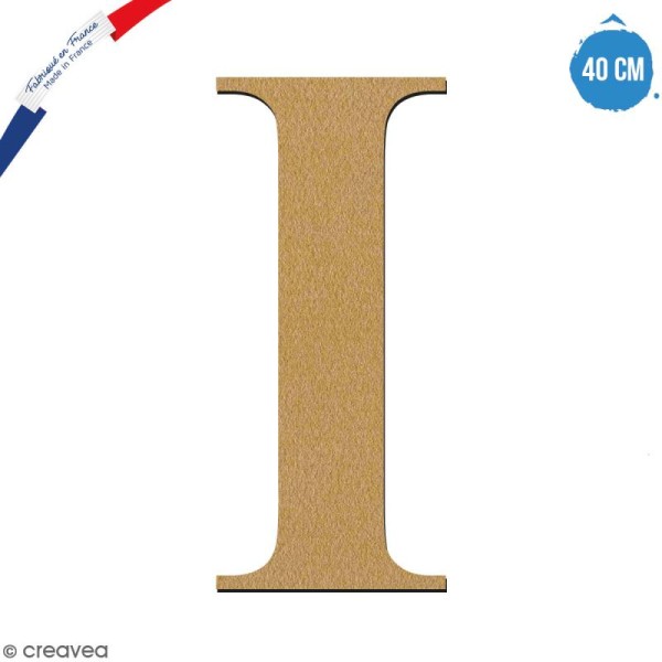 Lettre I en bois à décorer - 40 cm - Collection Alphabet serif - Photo n°1