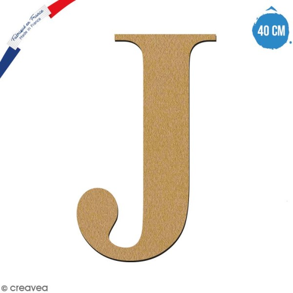 Lettre J en bois à décorer - 40 cm - Collection Alphabet serif - Photo n°1