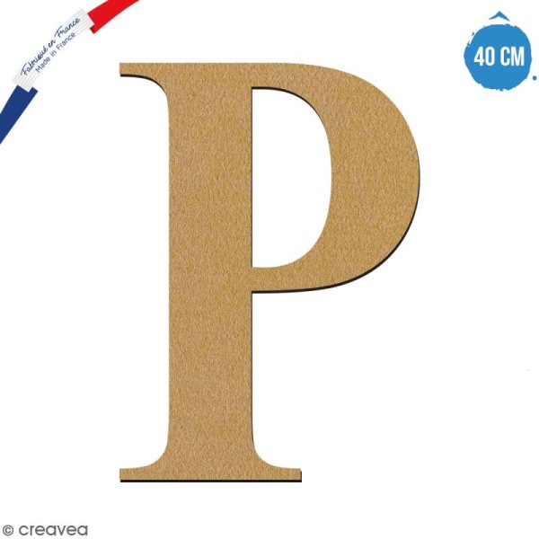 Lettre P en bois à décorer - 40 cm - Collection Alphabet serif - Photo n°1