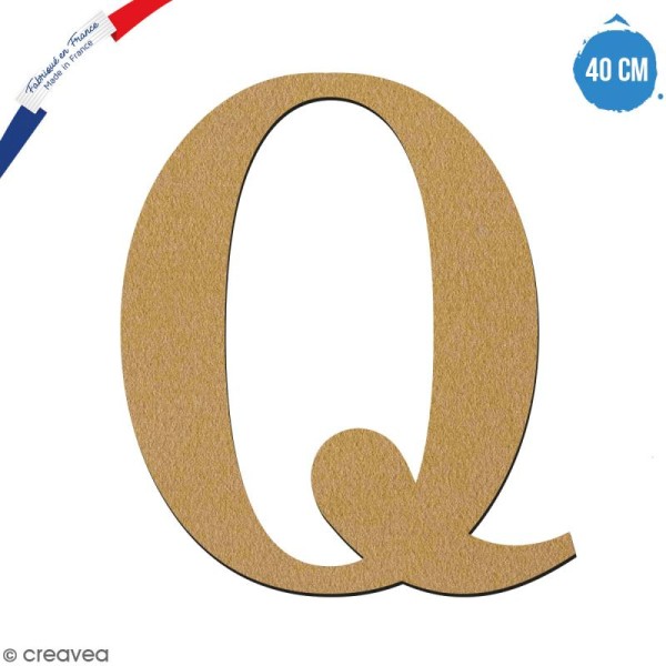 Lettre Q en bois à décorer - 40 cm - Collection Alphabet serif - Photo n°1