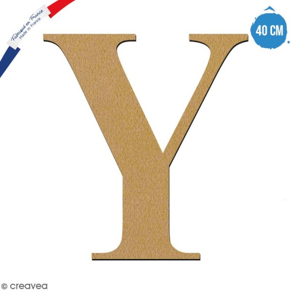 Lettre Y en bois à décorer - 40 cm - Collection Alphabet serif - Photo n°1