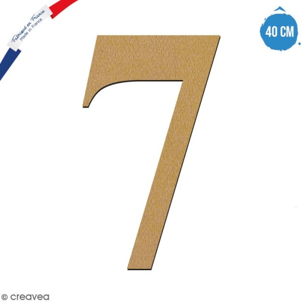 Chiffre 7 en bois à décorer - 40 cm - Collection Alphabet serif - Photo n°1