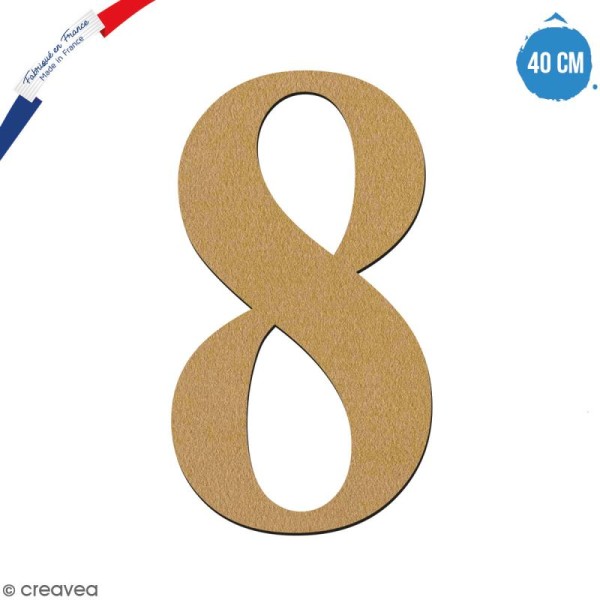 Chiffre 8 en bois à décorer - 40 cm - Collection Alphabet serif - Photo n°1
