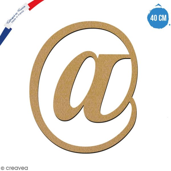 Symbole Arobase en bois à décorer - 40 cm - Collection Alphabet serif - Photo n°1