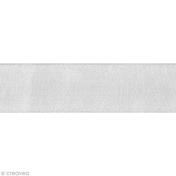 Ruban organza - 16 mm - Blanc - Au mètre (sur mesure) - Photo n°1