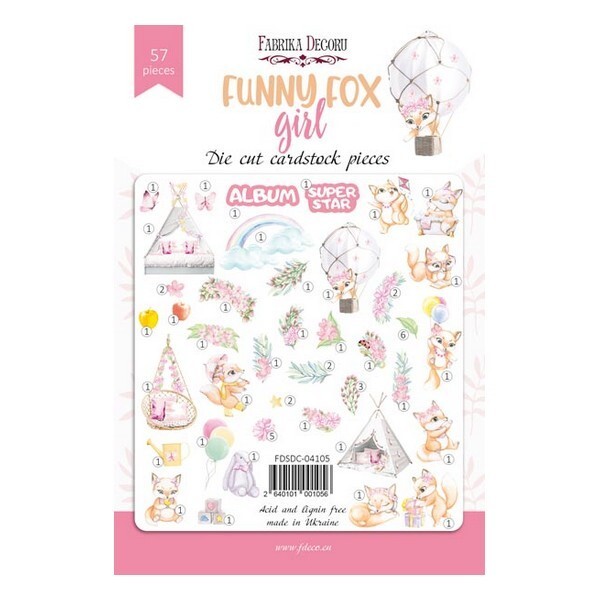 Die cuts formes décoratives scrapbooking  Fabrika Décoru 57 pièces FUNNY FOX GIRL - Photo n°2