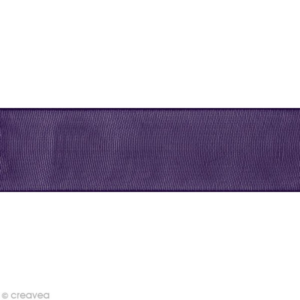 Ruban organza - 16 mm - Violet prune - Au mètre (sur mesure) - Photo n°1