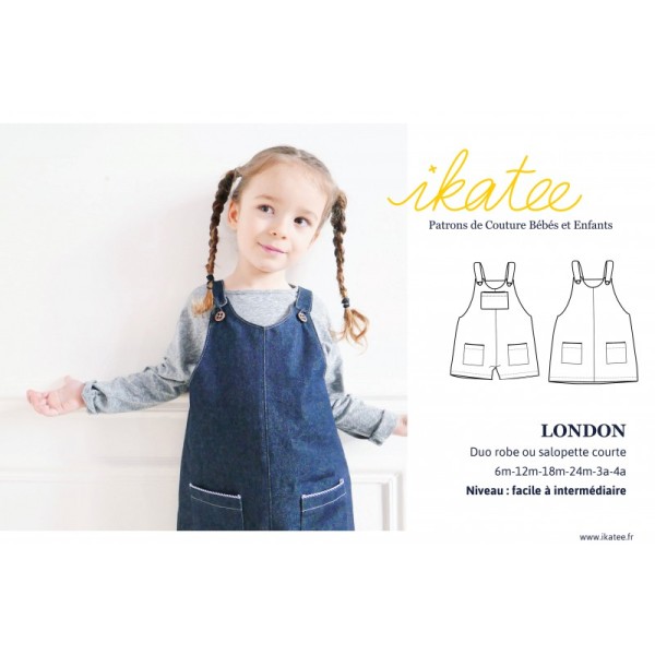 Pochette patron SALOPETTE OU ROBE LONDON  pour bébé / fillette du 6 mois au 4 ans  by Ikatee - Photo n°3