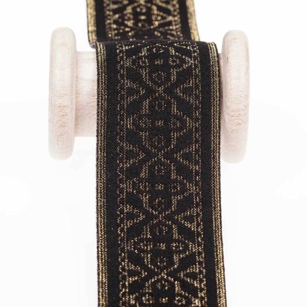 Ruban ceinture élastique fantaisie au mètre - Noir & lurex - Photo n°3