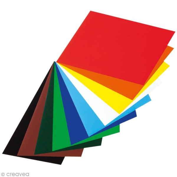 Papiers brillants gommés 28,5 x 29,7 cm - 10 feuilles colorées - Photo n°1
