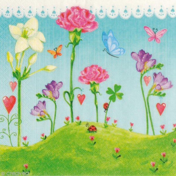 Serviette en papier Fleur - So cute -  1 pcs - Photo n°1