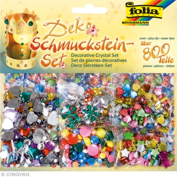 Set de pierres décoratives et perles multicolores - 800 pcs - Photo n°1