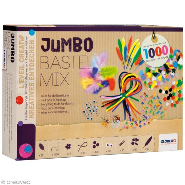 Kit enfant Jumbo Bastel Mix - Plus de 1000 accessoires créatifs - Photo n°1