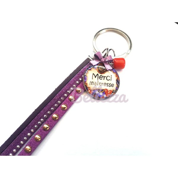 Porte clés,bijoux de sacs, cabochon image, Merci Maitresse - Photo n°1