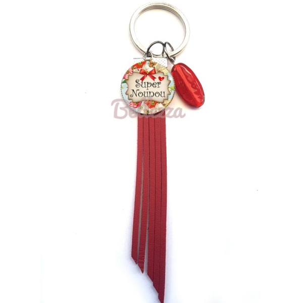 Porte clés,bijoux de sacs, cabochon image, Super NOUNOU - Photo n°1