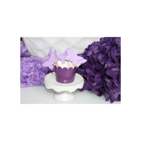 10 Décorations Pour Petits Gâteaux (Cupcakes Toppers )- Papillons Mauves - Photo n°1