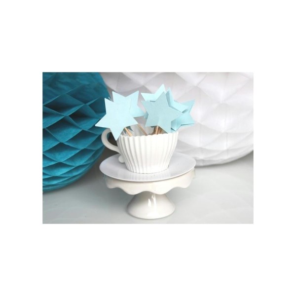 10 Décorations Pour Petits Gâteaux (Cupcakes Toppers )-Étoiles Bleues - Photo n°1