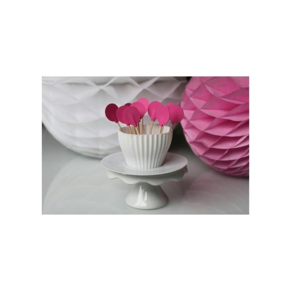 10 Décorations Pour Petits Gâteaux En Forme De Ballons Fuchsia (Cupcakes Toppers )- Baptême Mariage - Photo n°1