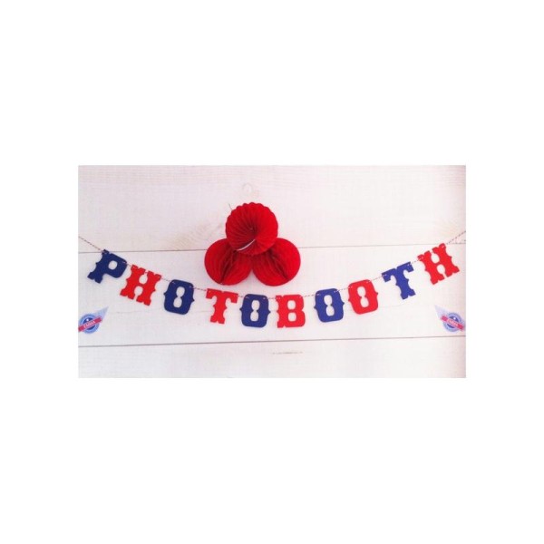 Petite Guirlande Photobooth -10 Lettres Rouges Et Bleues -Décoration Mariage-Vintage - Photo n°1